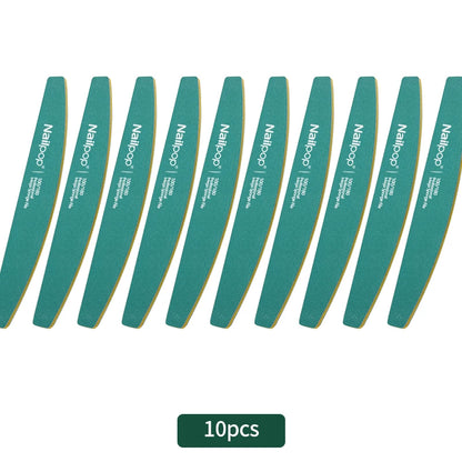 Nailpop Professional Nail Buffers 10Pcs Double-Sided 100/180 Grit Green Perfect for Nail Shaping and Preparation in Salon Home