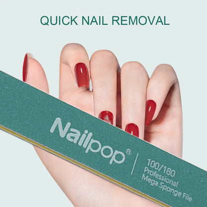Nailpop Professional Nail Buffers 10Pcs Double-Sided 100/180 Grit Green Perfect for Nail Shaping and Preparation in Salon Home